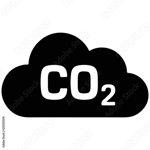Tableau sur toile Cloud with co2, carbon dioxide symbol silhouette