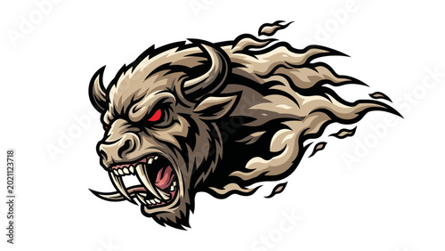 Foto Fierce bison head mascot illustration