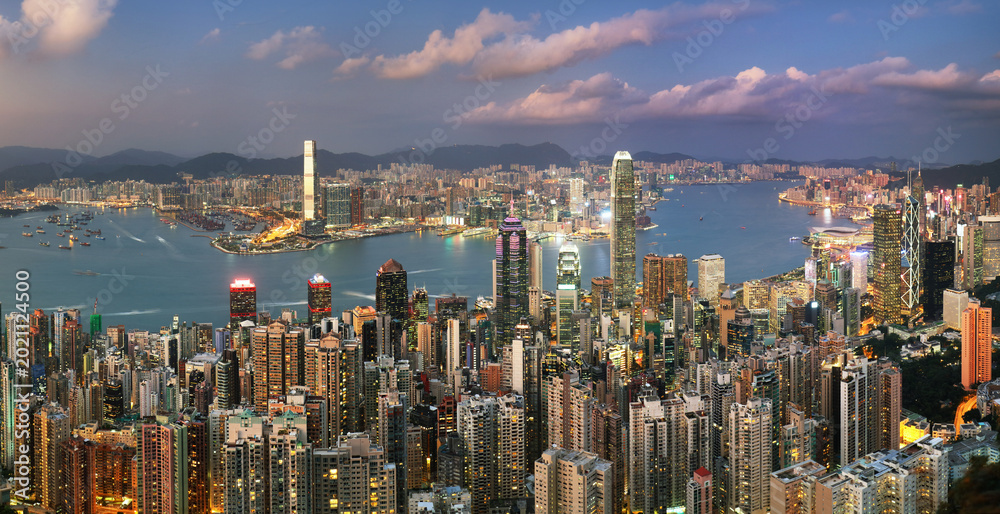 Fototapeta premium China - Hong Kong skyline at sunset
