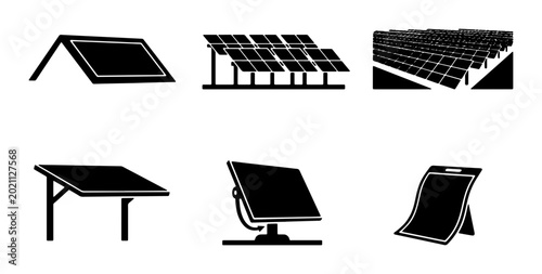 Tableau sur toile Solar Panel Icons, Renewable Energy Systems, Photovoltaic Technology, Clean Powe