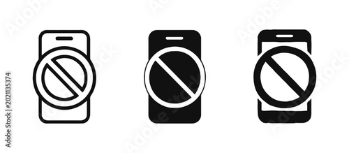 Fotografía Smartphone Prohibited and No Phone Access Symbol Set