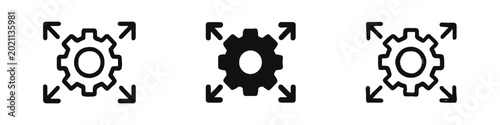 Tableau sur toile Technology Integration and Process Distribution Icon Set - Gear with Directional
