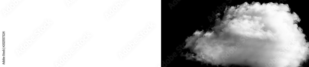 Fototapeta premium White cloud on black background, simple sky element for design