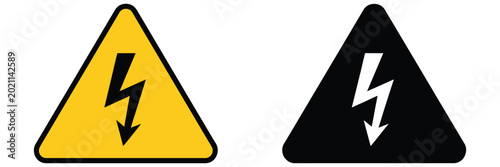 Free Download high voltage warning sign set, danger icons with triangle and lightning bolt symbols for electrical hazard awareness, industrial safety, and caution signage projects. - GFXLoad