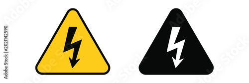 Obraz na plátně high voltage warning sign set, danger icons with triangle and lightning bolt symbols for electrical hazard awareness, industrial safety, and caution signage projects