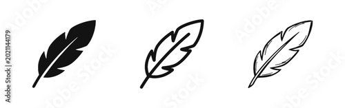 Photography Quill Pen Feather Icon Set