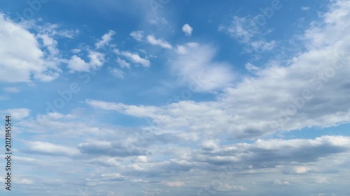beautiful blue sky with soft white clouds, timelapse for abstract background
