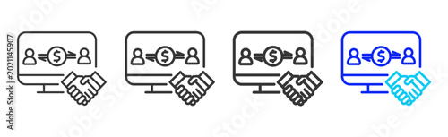 Photos Trade Partner Icon Collection Creative Outline Style for Wealth Management Busin