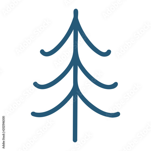 Minimalist Pine Tree Icons, Spruce Silhouette and Line Art Vector