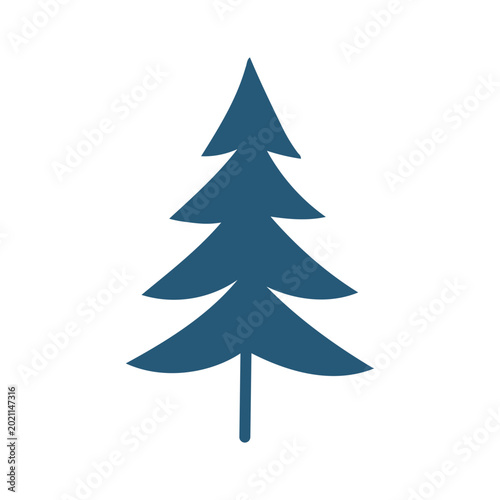 Minimalist Pine Tree Icons, Spruce Silhouette and Line Art Vector