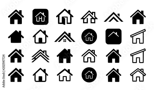 Tableau sur toile Flat home page icon vector pack with website app house symbols and modern real e