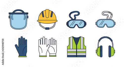 Personal Protective Equipment Icons: Safety Gear for Construction and Industry