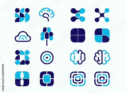 flat technology icon set
