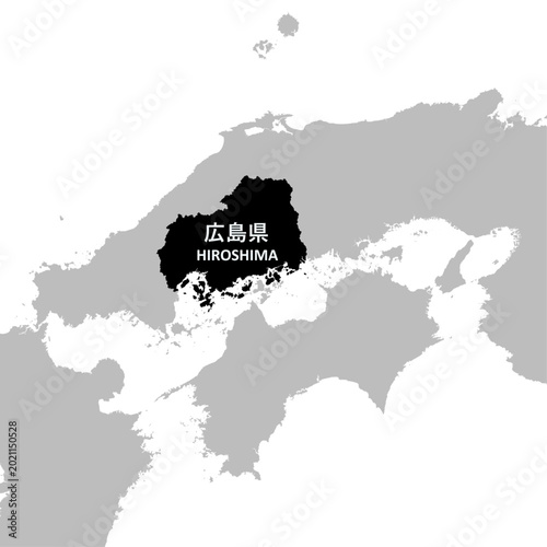 イラスト素材日本地図：広島県,中国地方,山陽地方,都道府県