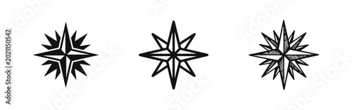 Foto Compass Rose and Wind Rose Icons Set