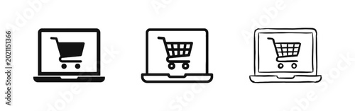 Konstfotografi Laptop with Shopping Cart Icon for E-commerce and Online Retail