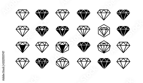Minimal geometric diamond icon vector design template set