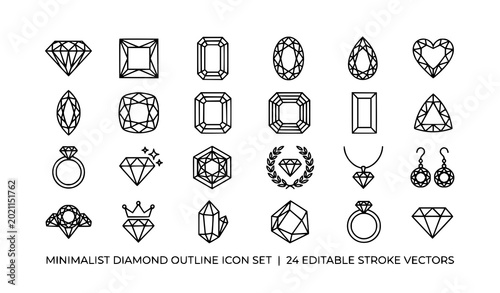 Simple diamond outline icon vector template clean luxury design