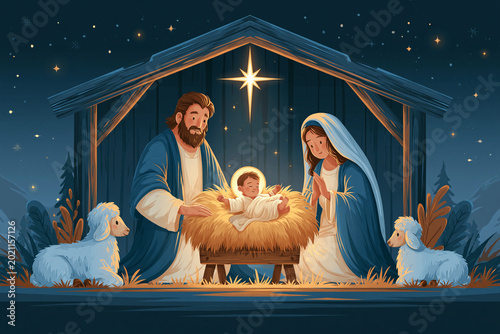 nativity scene with holy family