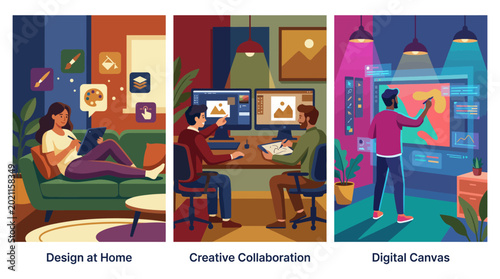 Canvas Print This image represents design at home, creative collaboration, and the digital canvas, showcasing the artistry and innovation of modern design practices