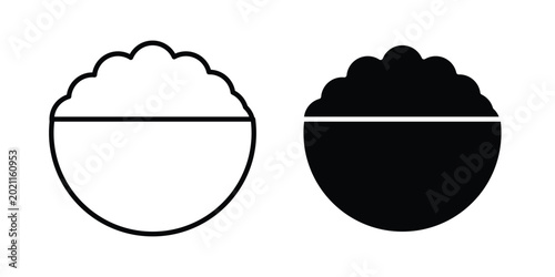 Fotografie Rice bowl icon editable. Vector symbols in strokes