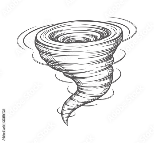 Foto Of a swirling tornado with dark gray lines white storm wind weather vortex