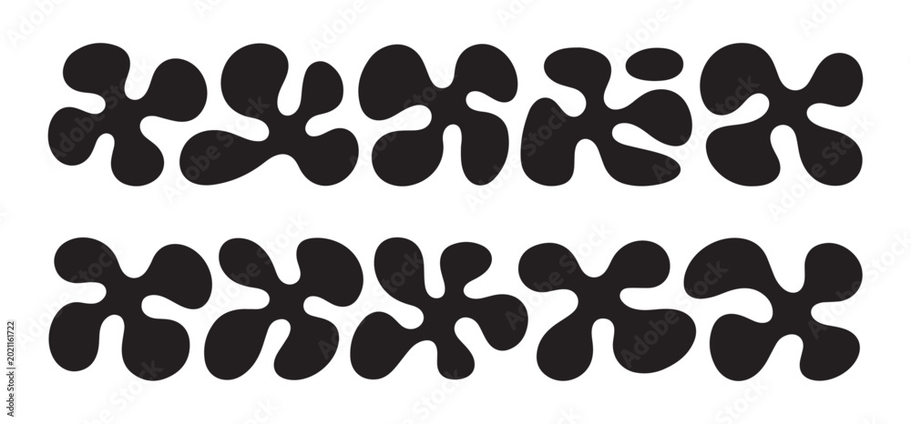 Fototapeta premium Abstract organic blob shapes, modern irregular forms, seamless pattern with black vector elements.