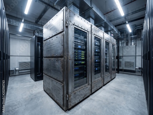 Industrial Style Server Racks in a High Tech Data Center
