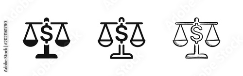 Foto Financial Balance Scale Icons, Money Value Comparison and Budget Stability Symbo