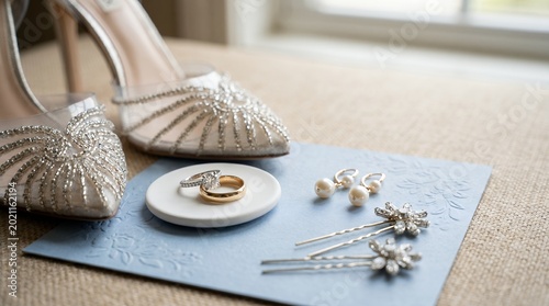 Elegant Bridal Wedding Accessories with Rings Shoes and Jewelry