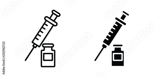 Tableau sur toile Vaccine vial icon editable. Vector symbols in strokes