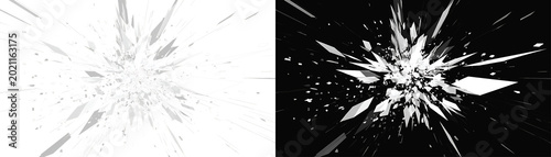 Billede på lærred Realistic earth explosion set, atmospheric flying ground particles and cinematic