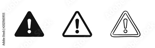 Bild auf Leinwand Warning sign exclamation mark icons in different artistic styles for alert notif