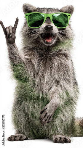 raccoon on a white background