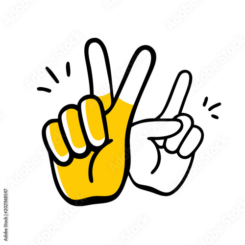 Vector illustration in hand drawn doodle style, mascot and character hands and gestures, positive vibe stickers and overlays, ok and agreement, victory and peace sign, pointing finger white background