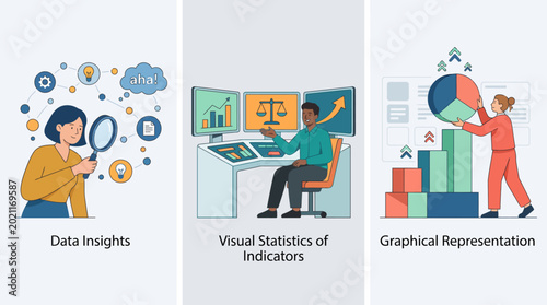 Bild auf Leinwand A vibrant graphic depicting data insights related to visual statistics, highlighting the importance of analytics in understanding indicators through engaging visuals