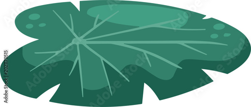 Konstfotografi Flat Style Green Lily Pad Vector Illustration with Simple Vein Details for Botan