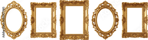 Fotografía Antique Golden Picture Frames Set with Luxury Baroque and Rococo Ornate Borders