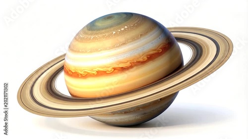 Ringed planet floats on white