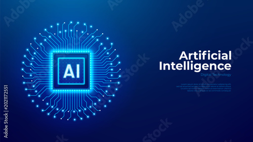 Bild auf Leinwand Abstract futuristic AI processor concept