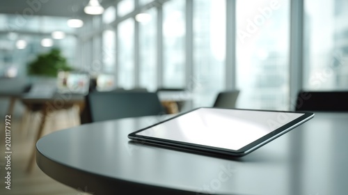 Tablet on table with transparent background