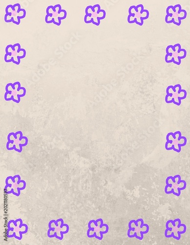 Slika na platnu Rough textured paper design with purple floral border
