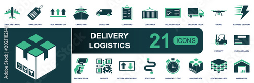 Quadro su tela Delivery logistics icon set