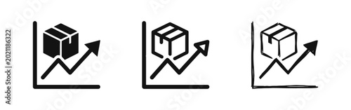 Fotografie Logistics and Shipping Growth Icons with Box and Upward Arrow Chart