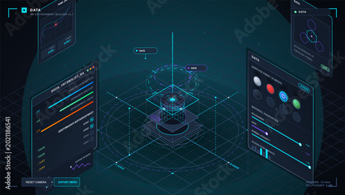фотографія Futuristic AR environment builder with 3D mesh editor