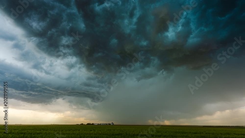 Dramatic storm cloud formation building menacing severe weather arrives
