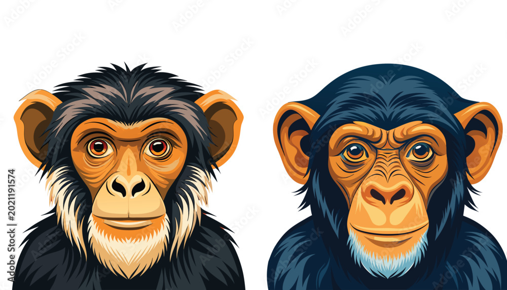 Fototapeta premium two monkey clipart vector illustration