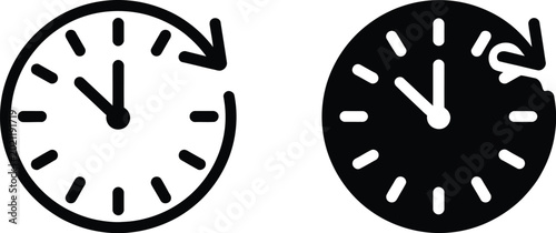Photos Past time icon set featuring different styles for web UI design flat outline gly