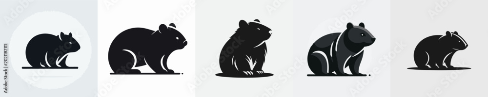 Fototapeta premium Wombat Silhouette Vector Illustration