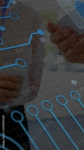 Vertical video: Ghost showing hands moving screen holding badge pressing pen creating V for demo